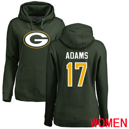 Green Bay Packers Green Women #17 Adams Davante Name And Number Logo Nike NFL Pullover Hoodie Sweatshirts->nfl t-shirts->Sports Accessory